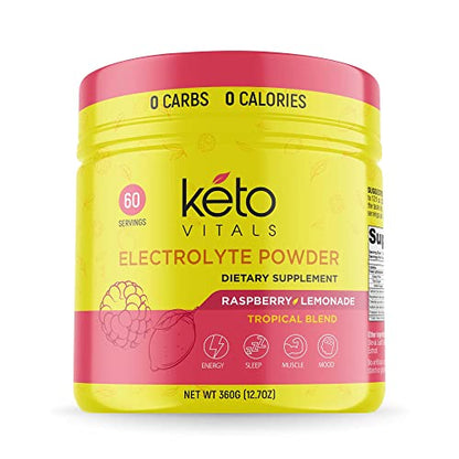 Keto Vitals Electrolytes Powder - Sugar Free Keto Electrolytes Powder with Potassium
