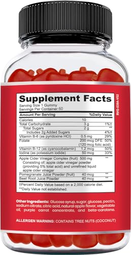 NUELATION Apple Cider Vinegar Gummies for Kids, 60 Servings. Gluten Free, Vegan and Gelatin