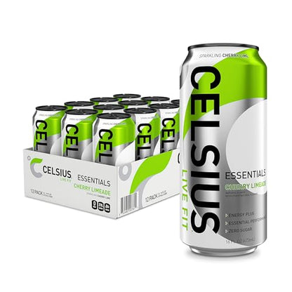 CELSIUS ESSENTIALS, Sparkling Cherry Limeade, Performance Energy Drink 16 Fl Oz