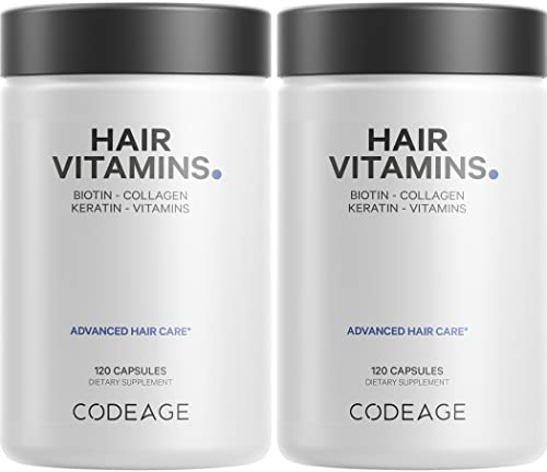 Codeage Hair Vitamins 10000 mcg Biotin, Keratin, Collagen, Vitamin A, B12, C, D3, E, Zinc