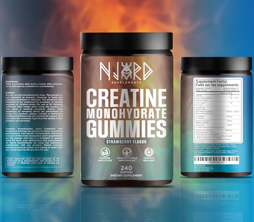 NJORD SUPPLEMENTS Creatine Monohydrate Gummy Candy, Sugar-Free, 60 Servings