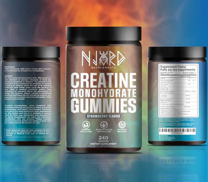 NJORD SUPPLEMENTS Creatine Monohydrate Gummy Candy, Sugar-Free, 60 Servings