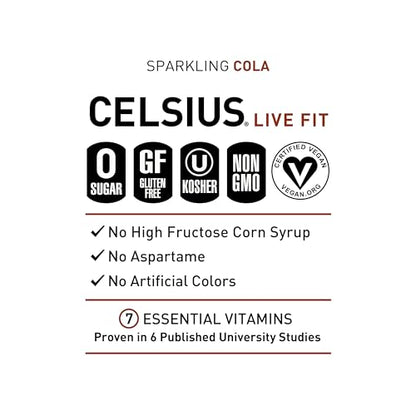 CELSIUS Sparkling Cola, Functional Essential Energy Drink 12 Fl Oz (Pack of 12)