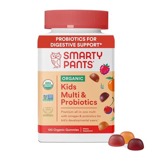 SmartyPants Organic Kids Multivitamin Gummies: Probiotics, Omega 3 (ALA), Vitamin D3