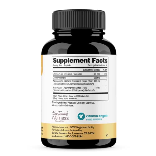 Sandhu's DIM Supplement 200 mg -60 Capsules - Diindolymethane with Ashwagandha