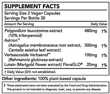 SmarterSkin. Polypodium Leucotomos & Verbascoside Skin Defense Supplement. Advanced Internal Cellular Antioxidant for Sun-Exposed Skin. Anti-Photoaging & Collagen Support, Vegan Capsules