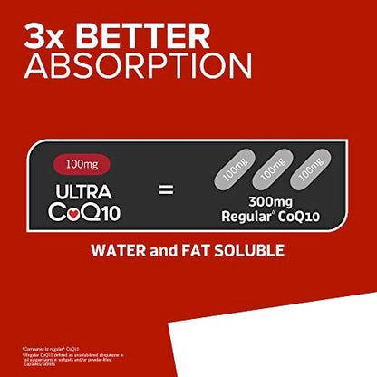 Qunol Ultra CoQ10 100mg Softgels- 3X Better Absorption Coenzyme Q10 Supplements