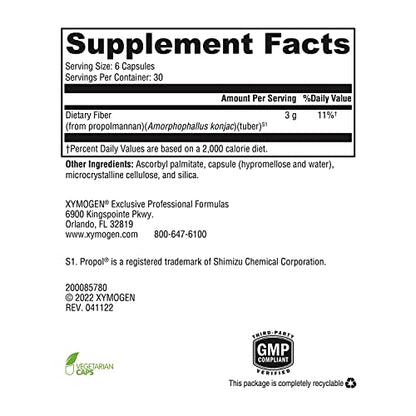 XYMOGEN OptiFiber Lean Fiber Supplement - 100% Natural and Soluble Propolmannan Fiber