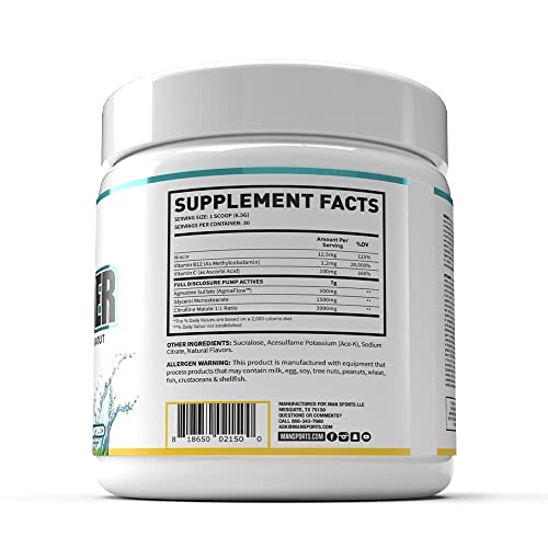 Man Sports Pump Powder. Stimulant Free Neutral Flavored Pre Workout Drink, Best for Preworkout - Energy Pump Powder for Men and Women, Help Fuel Your Workout (30 Days Supply Workout Supplement)