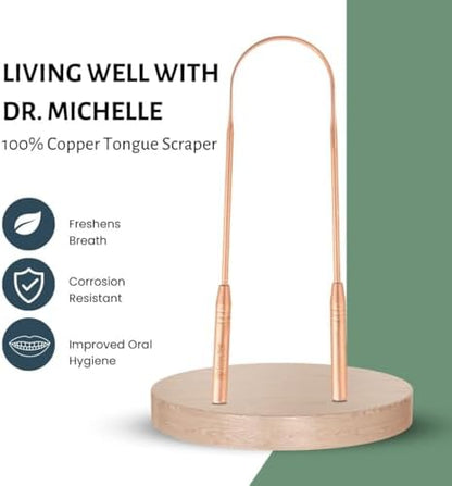 Bamboo Toothbrush, Floss, and Copper Tongue Scraper Set
