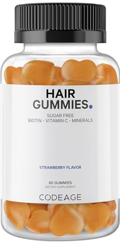 Codeage Hair Gummies, Biotin 5000 mcg, Sugar Free Growth Gummy Vitamins A, C, B6, B12