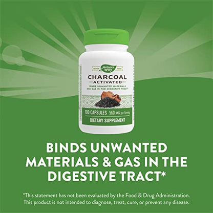 Nature's Way Activated Charcoal - Digestive Supplement - Active Charcoal Supplement