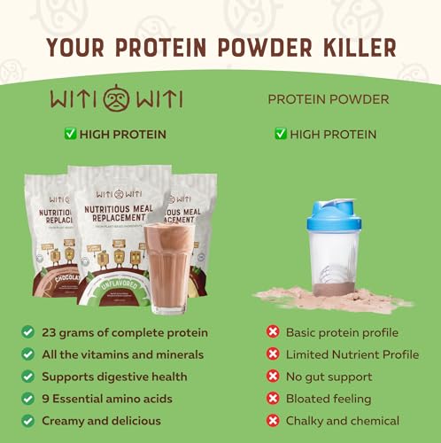 WitiWiti Vegan Meal Replacement, Unflavored - Plant Based Protein Powder 23g