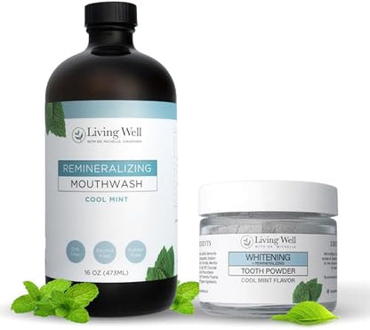 Remineralizing & Whitening Bundle, Hydroxyapatite Tooth Powder & Mouthwash