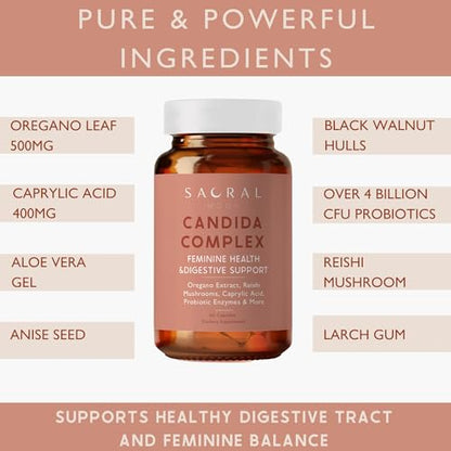 SACRALMOON Candida Cleanse - 8 Cleansing Ingredients for Digestive Support and Feminine Care