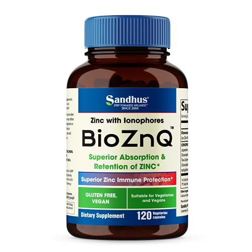 Sandhu's BioZnq 900mg Vegetarian Capsules Zinc Supplement with Quercetin