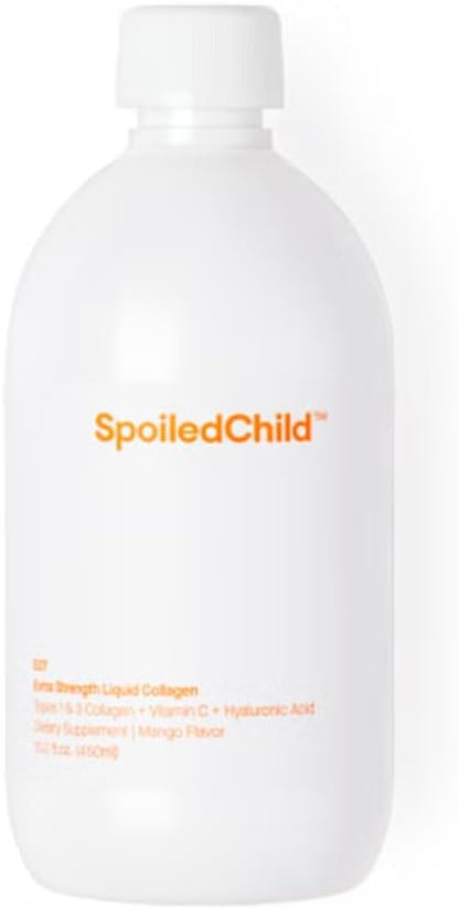 SpoiledChild Collagen Peptides + Vitamin C + Hyaluronic Acid Liquid Collagen Mango Flavor 400 ml (13.5 Fl oz)