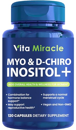 Inositol Supplement Myo-Inositol & D-Chiro Inositol 120 Capsules 2000mg 40:1 Ratio High 