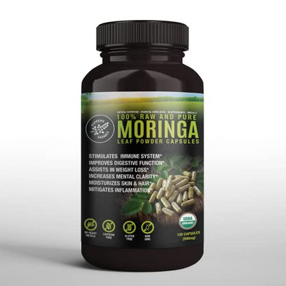Supreme Herbals, 100% Raw and Pure Moringa Leaf Powder Capsules. Organic Certified