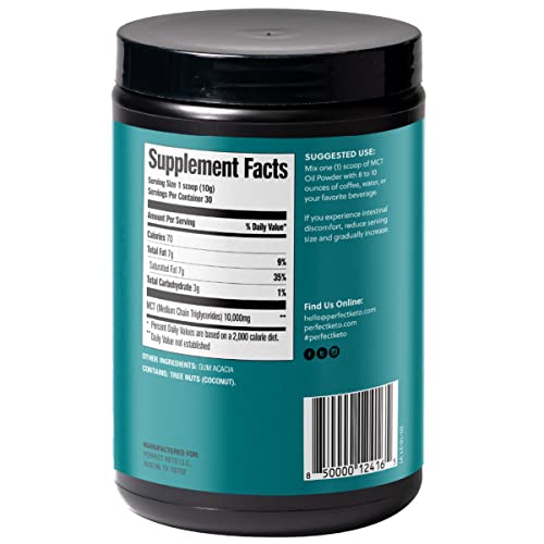 Perfect Keto MCT Oil Powder, Medium Chain Triglycerides, Ketogenic Non-Dairy Coffee