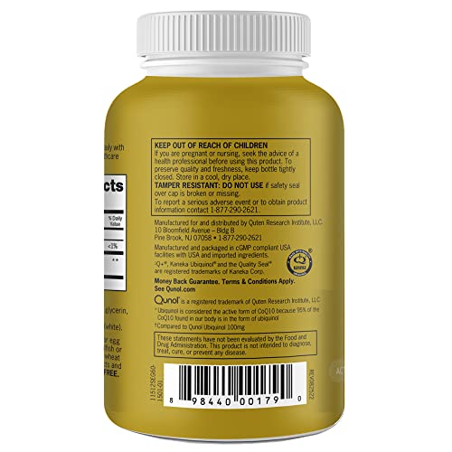 Qunol Ubiquinol CoQ10 200mg Softgels, Powerful Antioxidant for Heart and Vascular