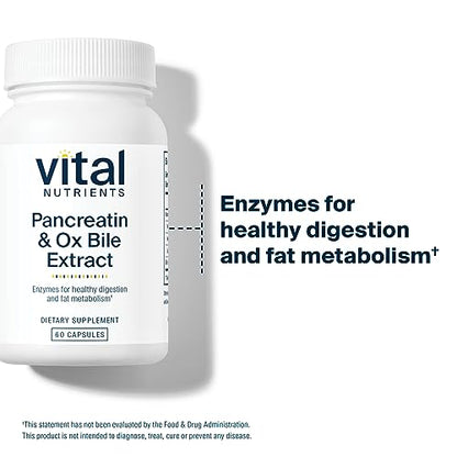 Vital Nutrients Pancreatin and Ox Bile Extract | Natural Digestive Enzyme