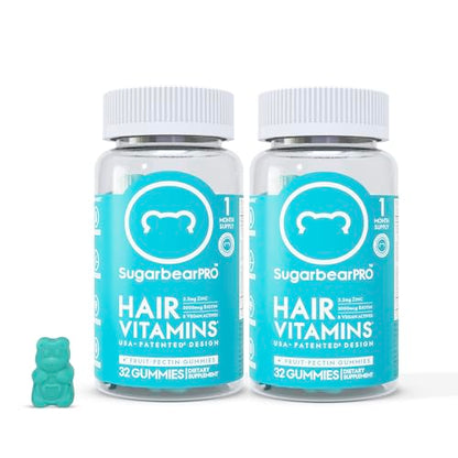 SugarbearPro Hair Vegan Vitamin Gummies for Luscious Hair with Biotin, Vitamin E, B12