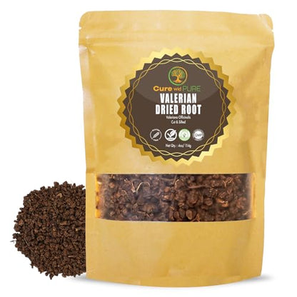 Cure wid Pure Organic Valerian Root Tea - Cut,Sifted & Non-Irradiated Valerian Tea Promotes