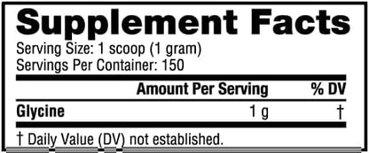 NutraBio Glycine Powder - Glycine Supplement- Free Form Amino Acid Supplement - 1000mg Serving - 150g, 150 Servings