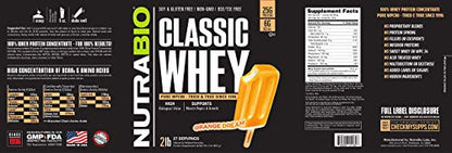NutraBio Classic Whey Protein Powder- 25G of Protein Per Scoop - Full-Spectrum Amino