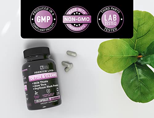 Véla Colon Cleanse & Liver Detox Formula Cleanse - 22 Herbs with Milk Thistle, Turmeric