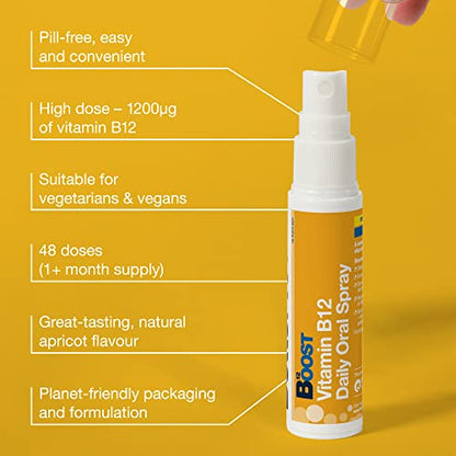 BetterYou Boost Vitamin B12 Daily Oral Spray, Pill-free Vitamin B12 Supplement for Energy