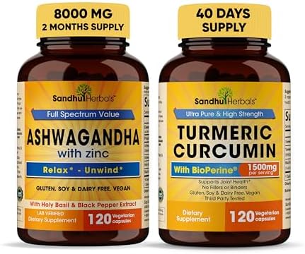 Organic 4in1 Ashwagandha w/Zinc & Organic Turmeric Curcumin w/Bioperine Black Pepper Extract| Supports Immune System| Non-GMO