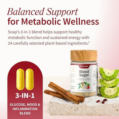 Snap Supplements Cholesterol Health + Blood Sugar Blend Bundle, 60 Vegetarian Capsules Each