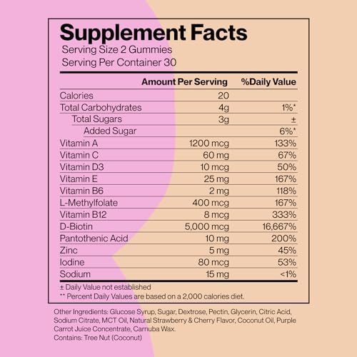 Paya Health Skin Retinol and Biotin Gummies for Clear, Smooth Skin, Healthy Hair & Nails