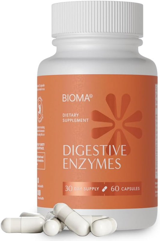 BIOMA Digestive Enzymes Supplement with Probiotics & Prebiotics, Supports Digestion and Gut Health, Helps Reduce Bloating and Gas, Daily Enzyme Formula Capsules