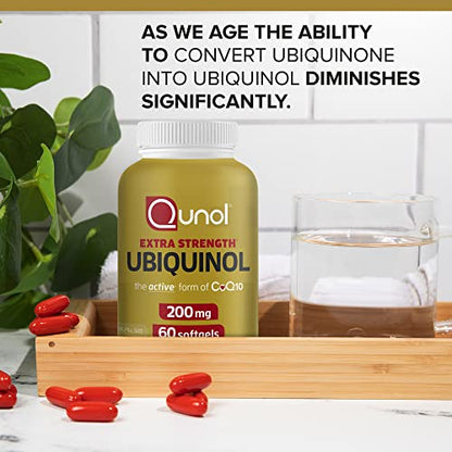 Qunol Ubiquinol CoQ10 200mg Softgels, Powerful Antioxidant for Heart and Vascular