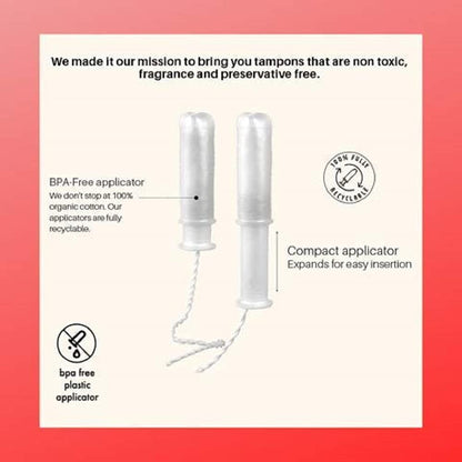 MYBOXSHOP Organic Tampons - 100% Pure Organic Cotton Tampons with BPA-Free Applicator