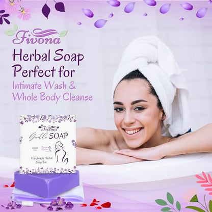 FIVONA Yoni Care Kit 4 in 1 - pH Balanced Natural Yoni Oil, Herbal Bar Soap for Feminine V Wash, Detox