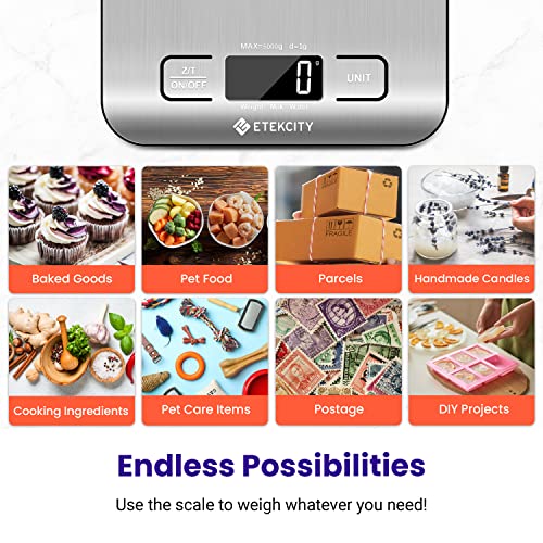 Etekcity Food Scale, Digital Kitchen Scale, 304 Stainless Steel, Weight in Grams