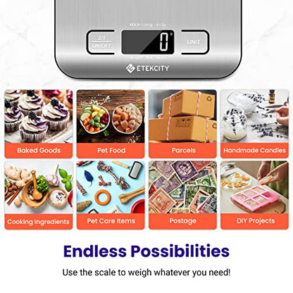 Etekcity Food Scale, Digital Kitchen Scale, 304 Stainless Steel, Weight in Grams