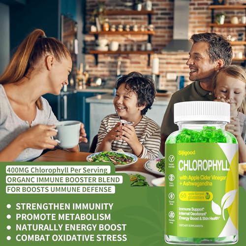 Organic Chlorophyll Gummies with Ashwagandha, Black Seed Oil, Apple Cider Vinegar