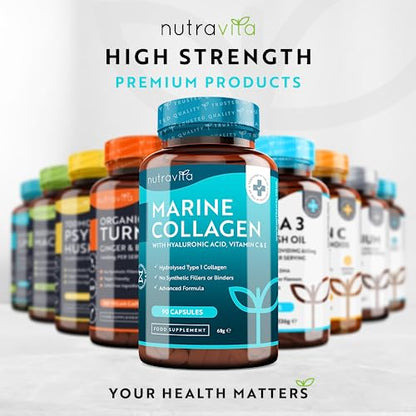 Marine Collagen 1000mg Enhanced with Hyaluronic Acid 100mg - 90 Super Strength Capsules