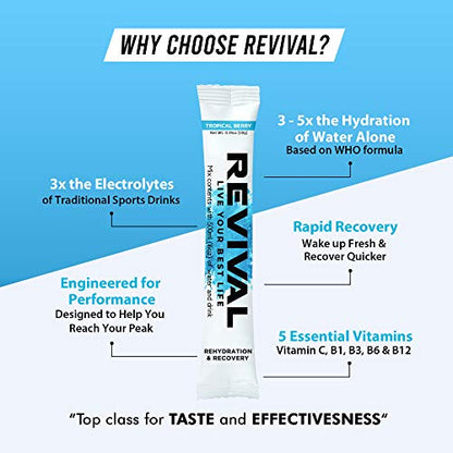 Revival Rapid Rehydration Electrolytes Powder - High Strength Vitamin C, B1, B3, B5, B12
