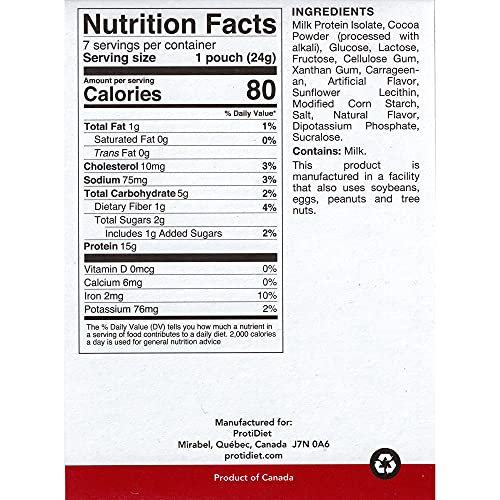 Protidiet Chocolate Flavor High Protein Instant Pudding Mix (7-5.9 oz Pouches) (Chocolate)