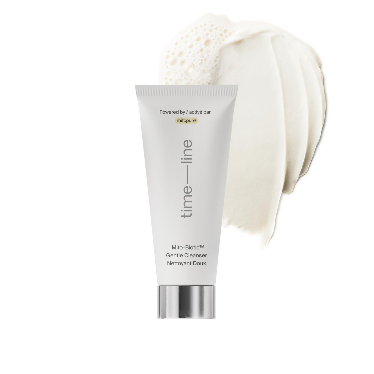 Timeline Mitopure Gentle Cleanser - Non-Drying & Calming Foaming Mousse with Ceramides to Remove Makeup & Strengthen Skin Barrier for All Skin Types - 3.38 Fl Oz