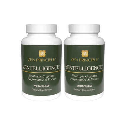 Zen Principle Zentelligence™ Focus Nootropic Supplement for Students & Professionals | Energy, Memory & Stress Support | Jitter-Free Formula with L-Theanine, Ginkgo Biloba, Huperzine A. 90 Capsules