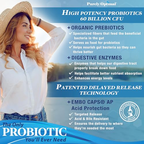 Premium Probiotics 60 Billion CFU with Organic Prebiotics & Digestive Enzymes; Dr. Formulated