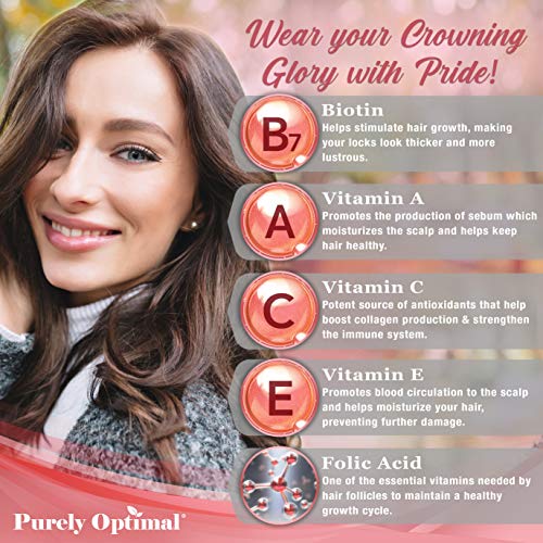 Premium Hair Vitamins Supplement-Gummy Vitamins w/Biotin, Folic Acid, Vitamins A&D